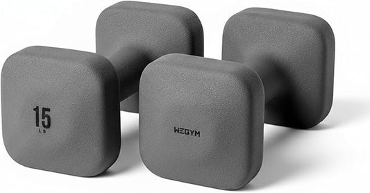 WeGym SafeGrip Square Dumbbells with Anti Slip Handles, Aesthetic Free Weights for Home Workouts, Stable Design Prevents Rolling during Floor Exercises