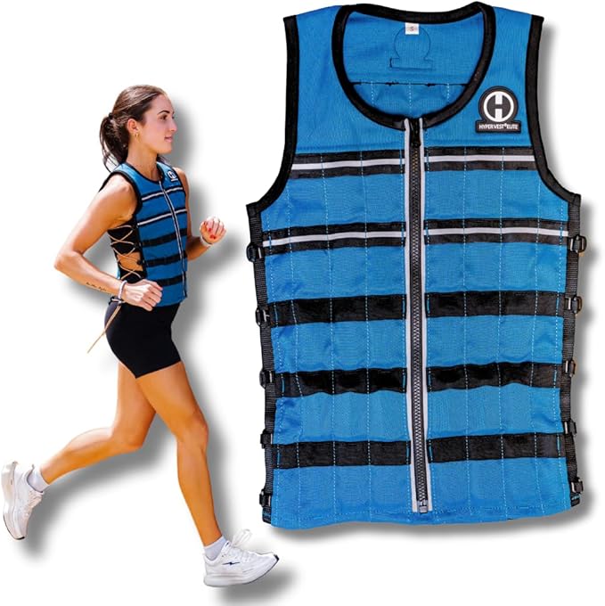 Hyperwear Hyper Vest ELITE Fully Adjustable Weight Vest - Stretch CORDURA® Fabric Zipper Thin Steel Weights - Weighted Vests for Running, Strength, Endurance, Walking - Sizes S, M, L, XL