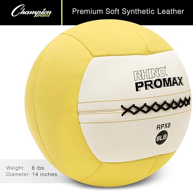 Champion Sports Rhino Slam Ball, 4-30 lb. Non-Slip Grip, Weightlifting, Crossfit, Home Gym, Fitness, 14" Diameter Balls, Optional Storage Rack/Tree Sold Separately