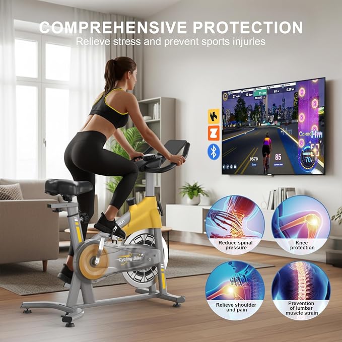 Exercise Bikes for Home,Indoor Cycling Bike with Adjustable Magnetic,Brake Pad Resistance Silent Belt Drive,330lbs Weight Capacity &Upgraded Version Seat for Home Cardio&Weight Loss