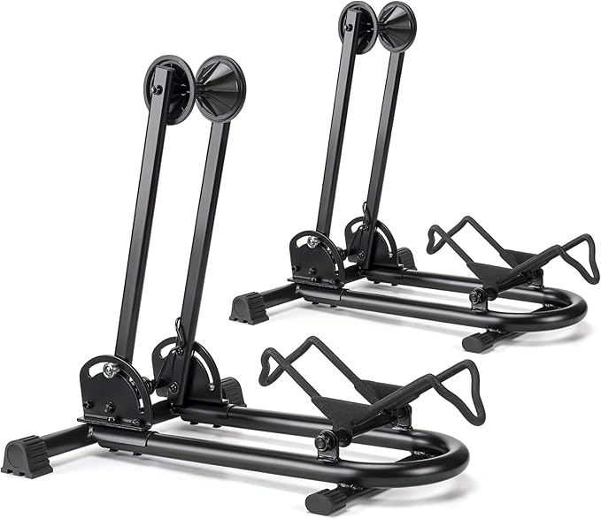 Indoor Bike Floor Stand - Bike Stand Rack for Garage/Home - Bike Storage Bicycle Parking Rack Fit 26”-29” Mountain Road Bikes (2 Bike Rack)