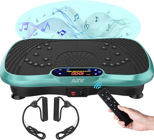AXV Vibration Plate Fitness Platform Exercise Machine Vibrating Shaking Full Body Shaker Workout Vibrate Stand Shake Board Sport Gym for Weight Loss Fat Burner for Women Men