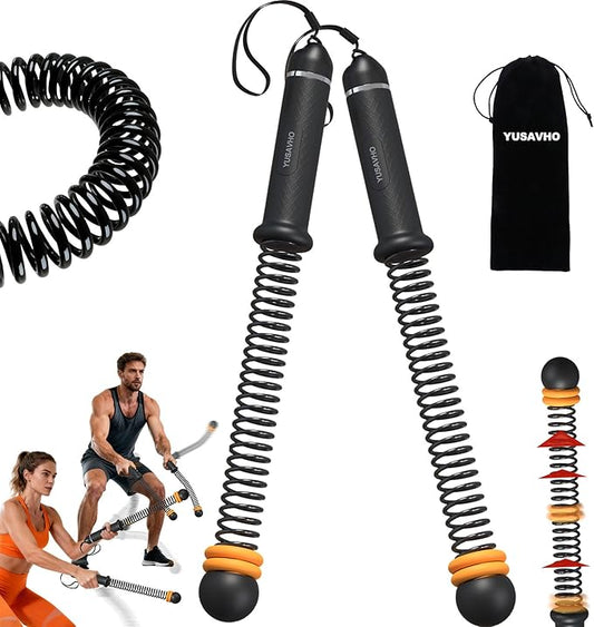 Adjustable Ropeless Battle Ropes for Home Gym for Men & Women, Heavy Duty Cordless Battle Rope with Storage Bag,Exercise Ropes with Variable Resistance, Strength & Low-Impact Cardio for HIIT(Black)