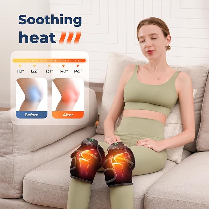 Cordless Red Light Therapy Knee Heating Pad with Heat - 660nm&850nm Knee Brace with 5 Heating Levels, 5000mAH Rechargeable Battery for Knee Shoulder Elbow, Gifts for Men Women, Black 1PC