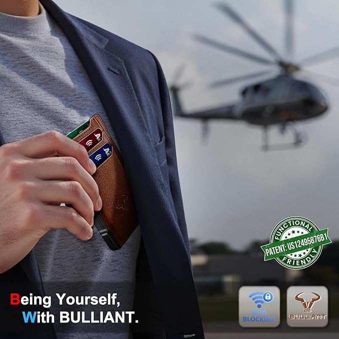 BULLIANT Men Wallet-Slim Money Clip Wallet Metal Card Case With Pop up Access 9 Cards RFID Blocking Pocket Fit