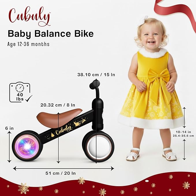 Baby Balance Bike for 1-3 Year – First Birthday Boy Girl Gifts 12-36 Month Mini Bike|Colorful Lighting Wheels|Ride on Toys |Toddler Balance Bike 1-3 Indoor/Outdoor Bike