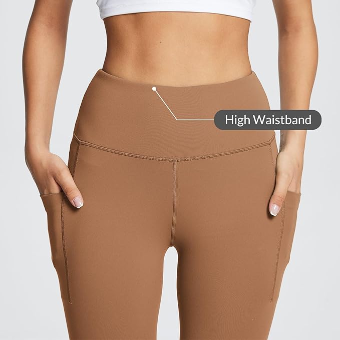 BALEAF Women's Leggings with Pockets Black Tummy Control Workout High Waisted Athletic 7/8 Ultra Soft Gym Yoga Ankle Pants