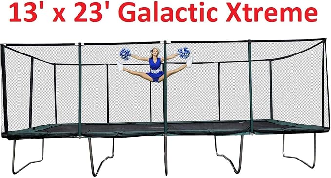 Happy Trampoline Pro Rectangle Trampoline - Heavy Duty 750lbs Jumping Capacity With Net Enclosure - Large Commercial Grade Rectangular Outdoor for Backyard Gymnastics