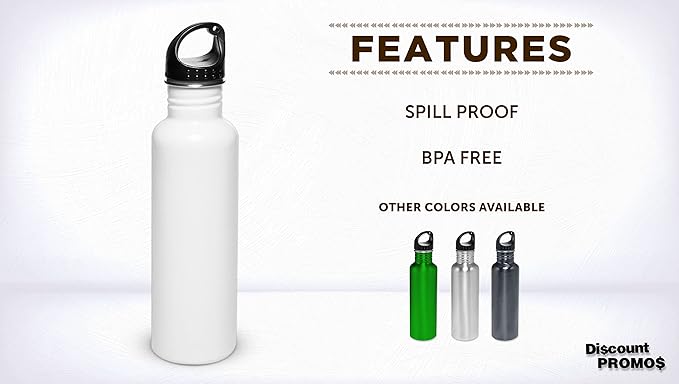 DISCOUNT PROMOS Stainless Steel Water Bottles 26 oz. Set of 10, Bulk Pack - Reusable, Leak Proof, Perfect for Gym, Hiking, Camping, Outdoor Sports - White