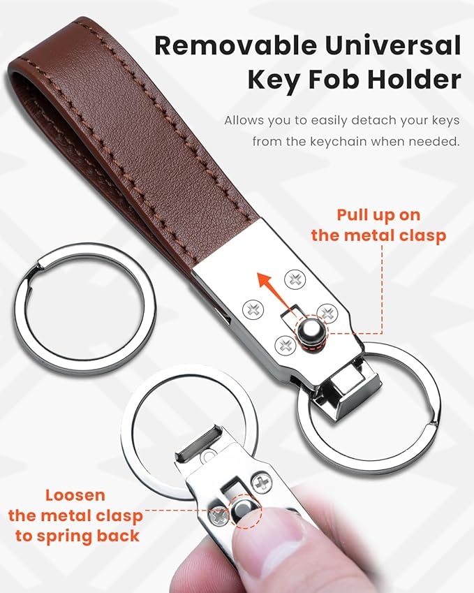 Handmade Leather Keychain for Men, Key Chains for Car Keys, Quick Release, 100% Italian Premium Leather