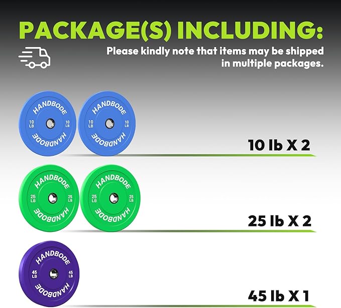 2-Inch Weight Plates High Bounce, Olympic Bumper Plate Set 45/100/160/190/260/300lb, Colored Weight Plates Set for Home Gym, Barbell Weights Rubber Strength Training Plate for Weight Lifting