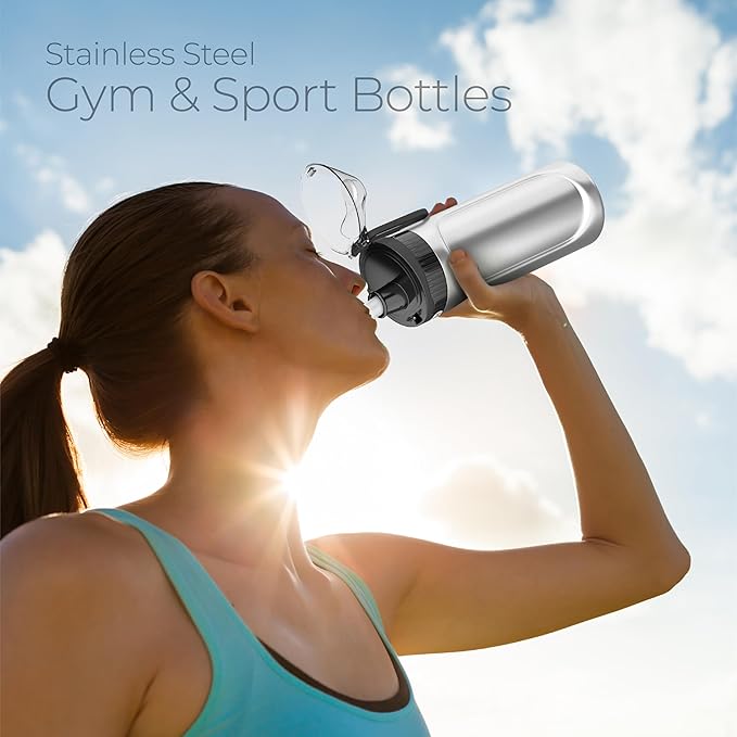 SIPX™ 18 oz Premium Stainless Steel Water Bottle with Straw Lid – Triple Insulated, Leakproof, BPA-Free – Slim, Durable Bottle for School, Gym, Office – Stainless