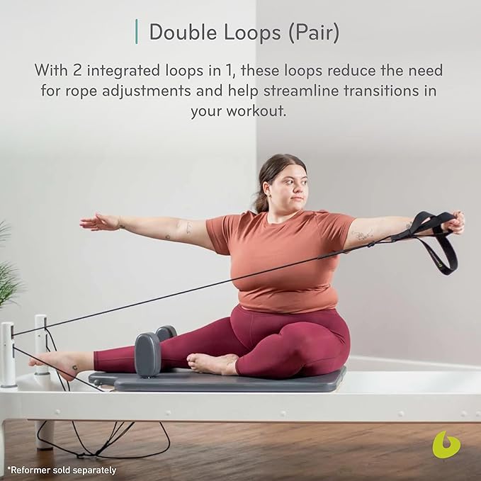 Balanced Body Double Loops, Foot and Hand Straps, Accessories for Pilates Equipment, Workout Equipment for Home Gym or Studio Use, 1 Pair