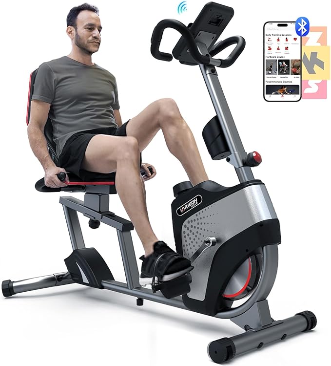 HARISON Pro Recumbent Exercise Bike 400 lbs Capacity, Semi-Commerical Magnetic Recumbent bike for Adult and Seniors, Recumbent Stationary bike for Home with Smart Bluetooth App, 2 in 1 LCD Monitor and Tablet Holder