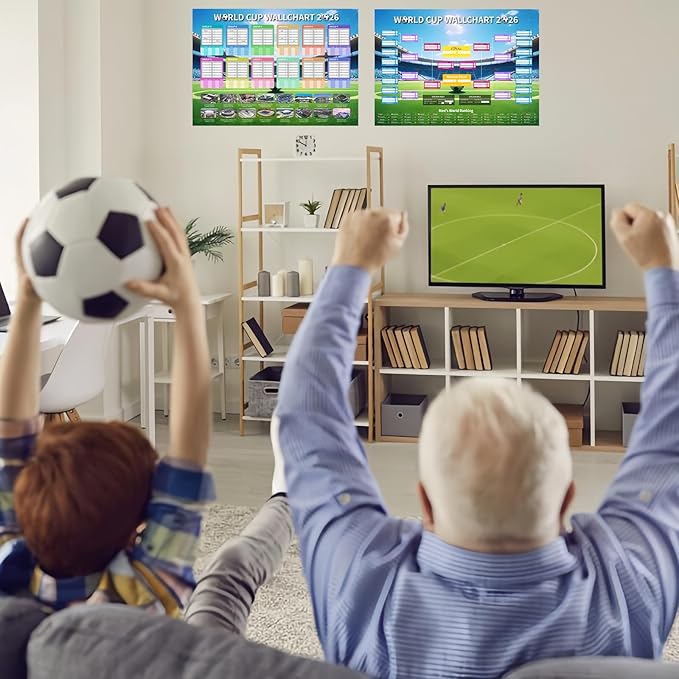 YOFANUP World Cup Schedule 2026 Poster, 2 Pcs Match Schedule, World Cup Merchandise 2026, Soccer Party Decorations, Office Home Football Poster, 23.6x33 inches, Great Gifts for Soccer Fans (A1)