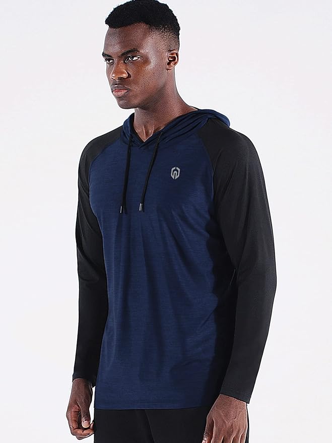 NELEUS Men's Dry Fit Athletic Shirt Workout Running Long Sleeve Shirts with Hoods