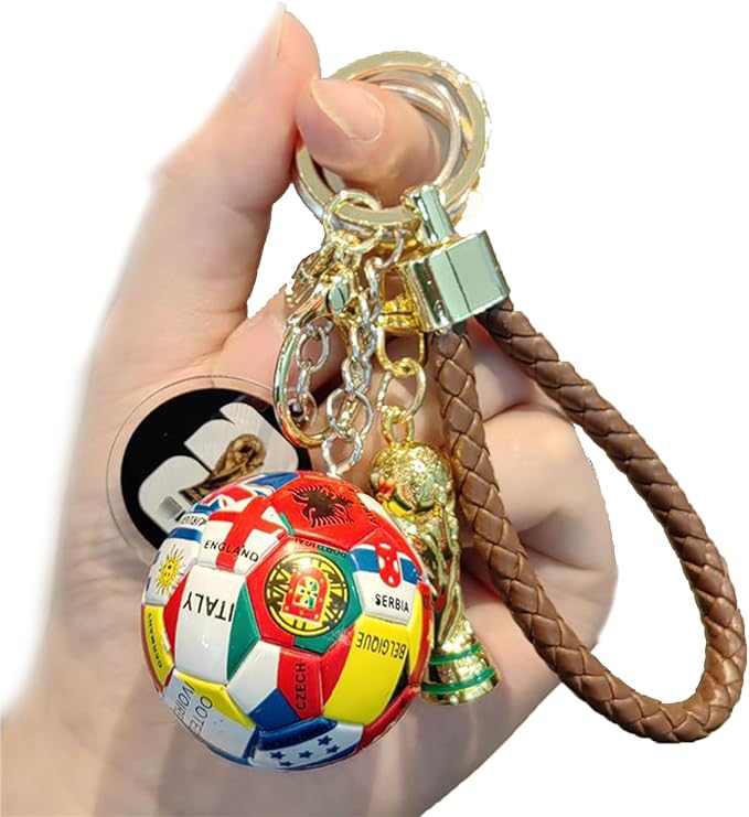 Soccer Keychain 2026 World Cup Design Soccer Ball Keychain with National Flags