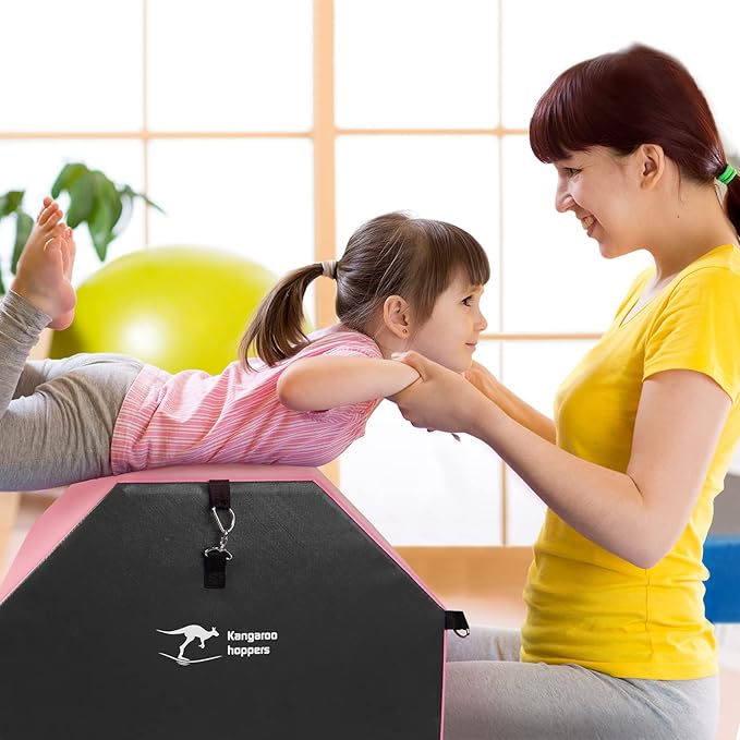 Kangaroo Hoppers Gymnastics Octagon Tumble Mat 24"x26" / 19"x23" with Carrying Handles, Somersault Backbend Tumbling Trainer for Home Gym Exercise
