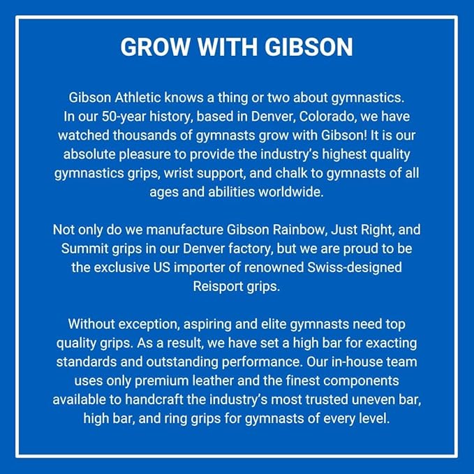 Gibson Athletic Just Right Uneven Bar Gymnastics Grips for Girls - Narrow Fit Leather Hand Grips for Gymnastics Bars - Gymnastics Equipment & Accessories, Made in USA