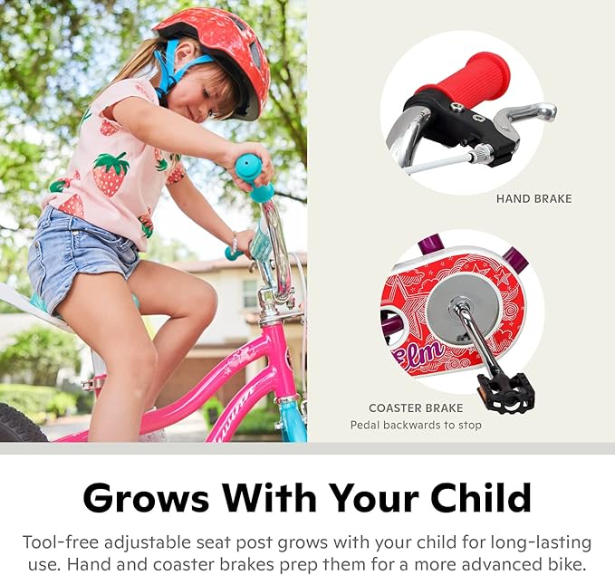 Schwinn Elm and Koen Bike or Balance Bike, 12-18 Inch Bike for Kids Ages 2-13, Black, Blue, Red, Teal, Pink or Purple, SmartStart Ergonomic Design, Adjustable Seat Grows with Child, Training Bicycle