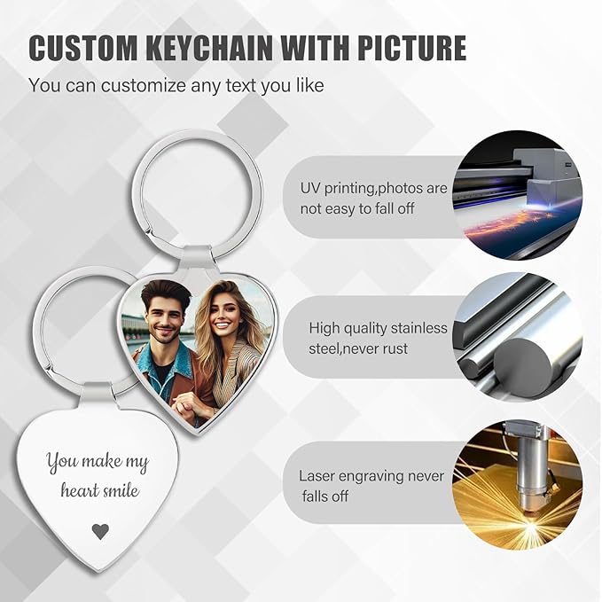 Customized Double Sided Keychain - Personalized Engraved Text/Number/Name Keychain, Custom Key chain Gift for Boyfriend