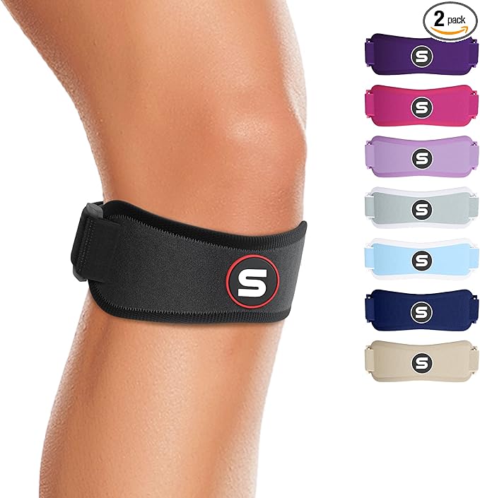 Sleeve Stars Swedish Brand Patellar Tendon Support Strap for Women & Men Effective Osgood Schlatter Knee Brace Youth & Kids Knee Brace with 3 Adjustable Length fits 12"-24" (Pair/Black/Adult)
