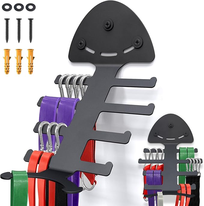 Resistance Bands Set for Working Out with Gym Equipment Storage Rack