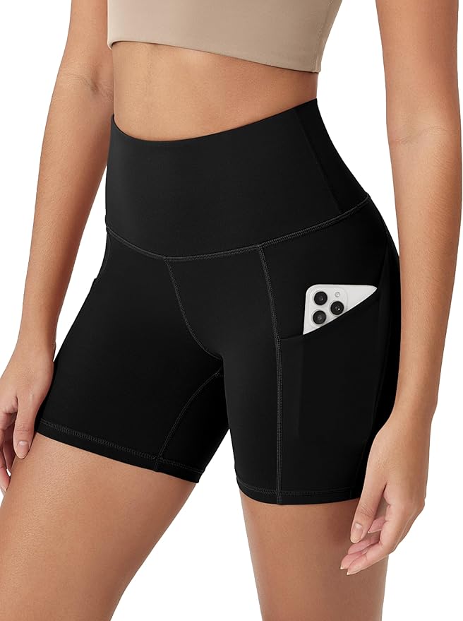 ODODOS Women's Tummy Control Biker Shorts 2.0 with Pockets High Waist Athletic Workout Yoga Shorts-3.5''/ 5"/ 8" / 10" Inseam