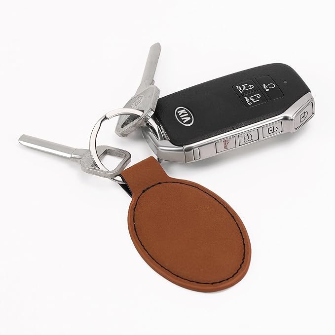 LaserGram Oval Keychain, Soccer Ball, Personalized Engraving Included