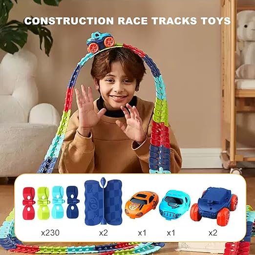 230 pcs Car Track Set Race Toys for Kids Christmas Boys Kids Birthday Toys, Flexible Changeable Magic Race Car Track for 3 4 5 6 7 8 9 10 12+Year Old Boys Girls