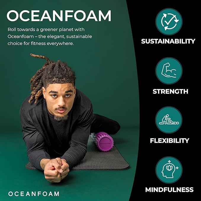 Oceanfoam Tidal Roller - Magenta - Muscle Massage Foam Roller for Back Pain & Stretching - Firm and Ergonomic Wide Wave Textured - Yoga, Athletics, & Wellness - Full Size, 20" x 5"