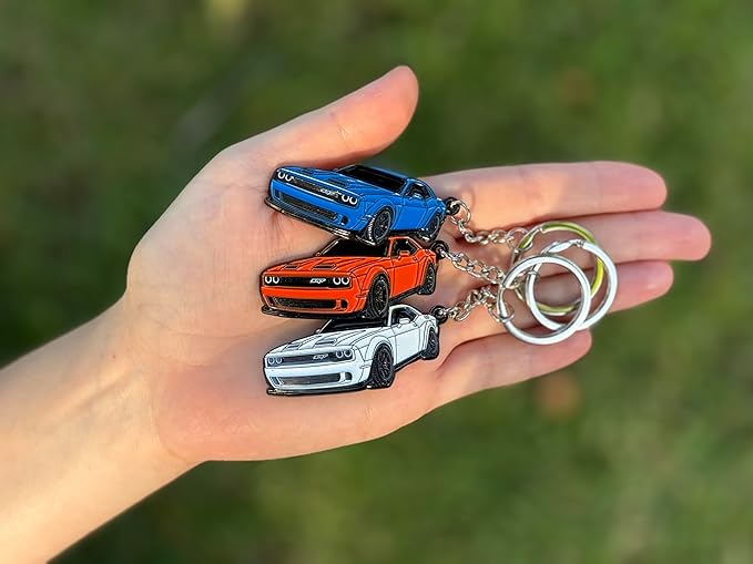 DODGE Challenger Keychain – Officially Licensed Dodge Accessories Key Chain for RT SRT Cool Toy Car Men Gift