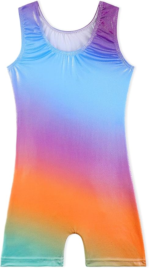 Leotards for Girls Gymnastics Toddler Dance Biketards Mermaid Unicorn Athletic Dance Wear Shiny Rainbow Blue Hotpink