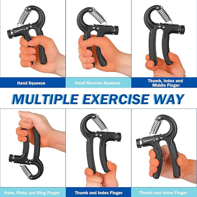 AIXPI Grip Strength Trainer, Hand Grip Exerciser Strengthener with Adjustable Resistance 11-132 Lbs (5-60kg), Forearm Strengthener, Hand Exerciser for Muscle Building and Injury Recover 2 Pack