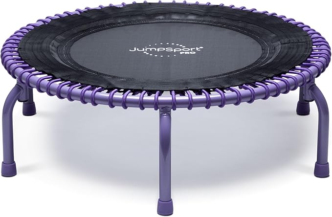 JumpSport 350 PRO Fitness Trampoline, Cardio Workout, No-Tip Arched Legs Home Gym Equipment, Adjustable Bungees & 60 Day Trial Video