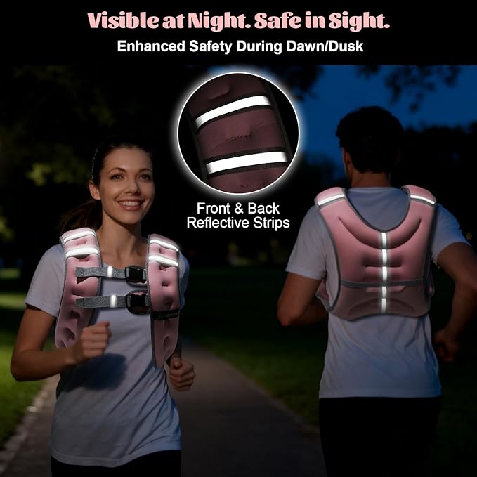 Weighted Vest Weight Vest for Men Women Kids Weights Included with Reflective Stripe, Body Weight Vests Adjustable for Running, Workout, Jogging, Walking