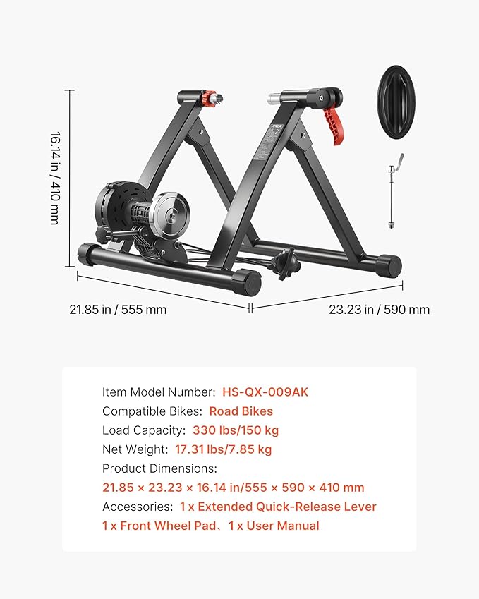 VEVOR Bike Trainer: 3 Types - Smart (1-13L, Compatible with Zwift App), Fluid, or 6L Magnetic for 26-29"/700C Wheels, Foldable Stand with Quick Release & Wheel Riser Block