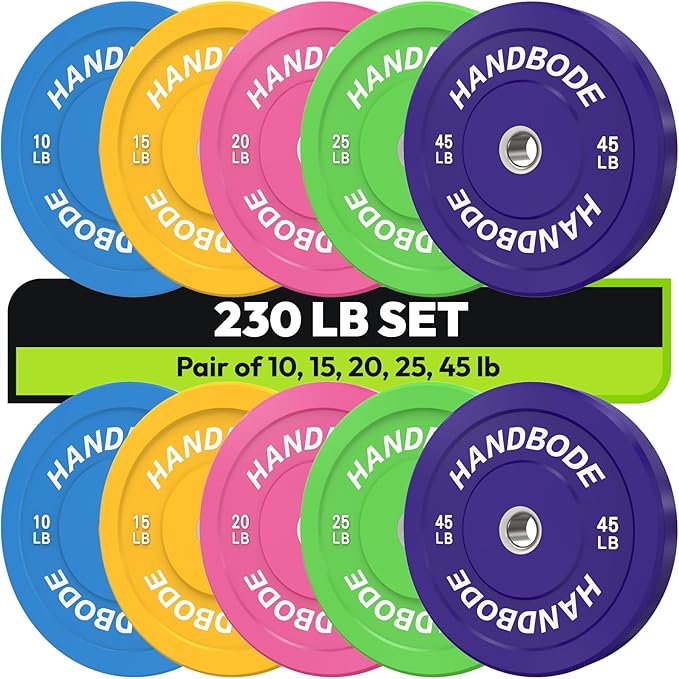 2-Inch Weight Plates High Bounce, Olympic Bumper Plate Set 45/100/160/190/260/300lb, Colored Weight Plates Set for Home Gym, Barbell Weights Rubber Strength Training Plate for Weight Lifting