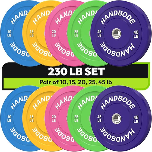 2-Inch Weight Plates High Bounce, Olympic Bumper Plate Set 45/100/160/190/260/300lb, Colored Weight Plates Set for Home Gym, Barbell Weights Rubber Strength Training Plate for Weight Lifting