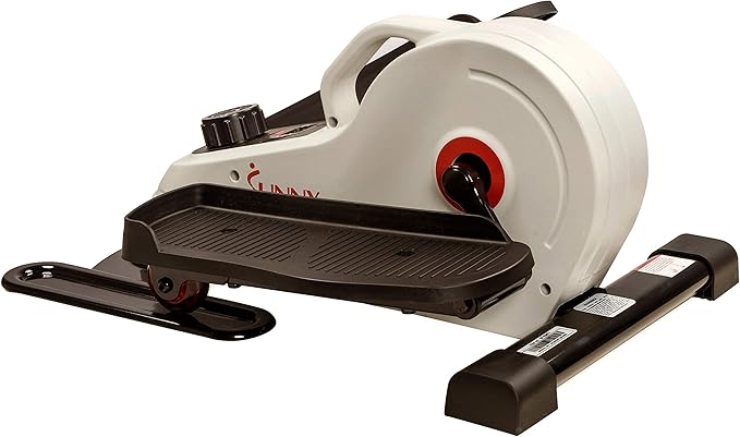 Sunny Health & Fitness Under Desk Pedal Elliptical Machine, Adjustable Resistance Leg Exerciser Home Workout While Sitting for Seniors, Optional Motorize or in Pink with SunnyFit App via Bluetooth