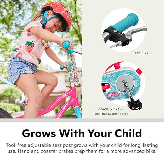 Schwinn Elm and Koen Bike or Balance Bike, 12-18 Inch Bike for Kids Ages 2-13, Black, Blue, Red, Teal, Pink or Purple, SmartStart Ergonomic Design, Adjustable Seat Grows with Child, Training Bicycle