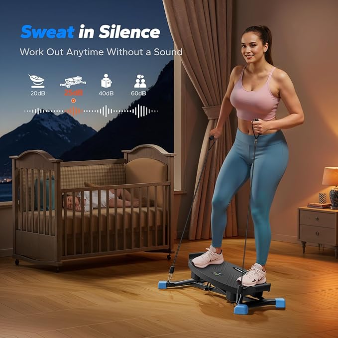 MERACH Balance Board for adults, Mini Stepper with Resistance Bands, Portable Wobble Board Featuring LCD Monitor, 300 lbs Capacity Ski Balance Trainer for Full Body Workout at home gym