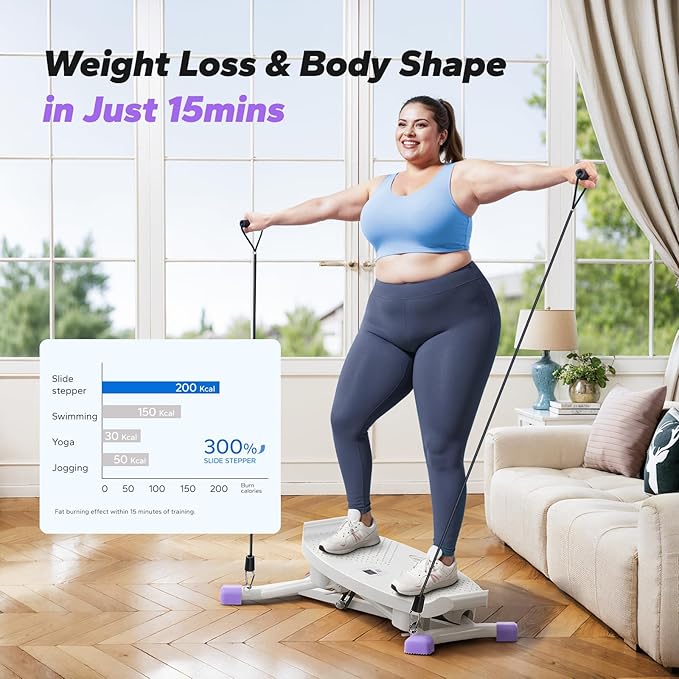 MERACH Balance Board for adults, Mini Stepper with Resistance Bands, Portable Wobble Board Featuring LCD Monitor, 300 lbs Capacity Ski Balance Trainer for Full Body Workout at home gym