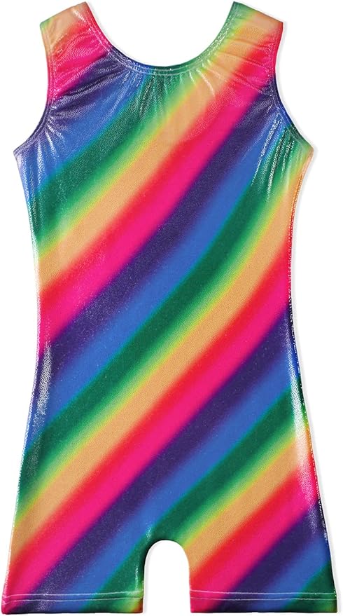 Leotards for Girls Gymnastics Toddler Dance Biketards Mermaid Unicorn Athletic Dance Wear Shiny Rainbow Blue Hotpink