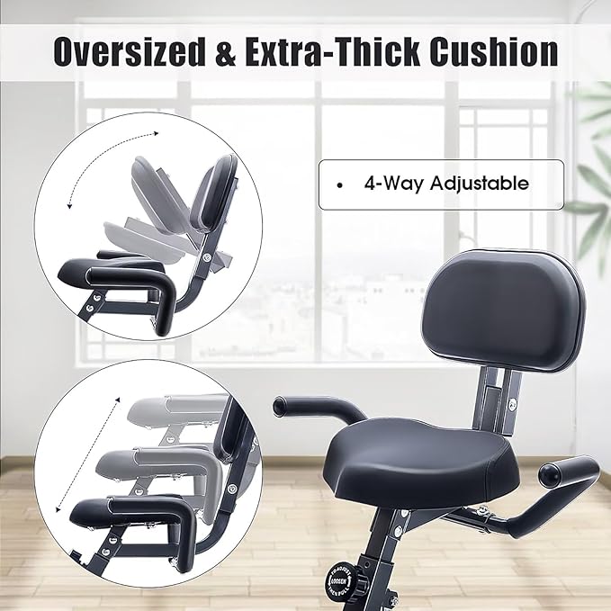 Merax Exercise Bike,Workout Bikes for Home,Folding Stationary Bikes for Home with 16-Level Magnetic Resistance, 300LBS Capacity X-Bike Indoor Exercise Equipment with Heart Rate Sensor & LCD Monitor