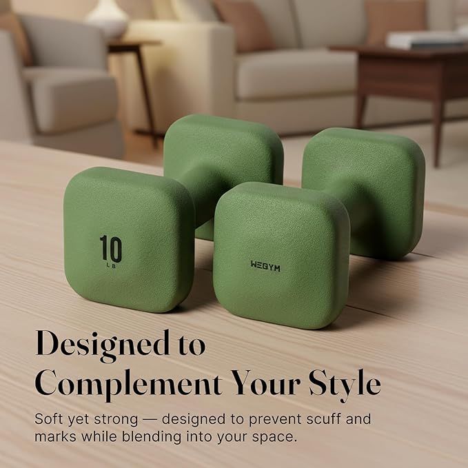 WeGym SafeGrip Square Dumbbells with Anti Slip Handles, Aesthetic Free Weights for Home Workouts, Stable Design Prevents Rolling during Floor Exercises