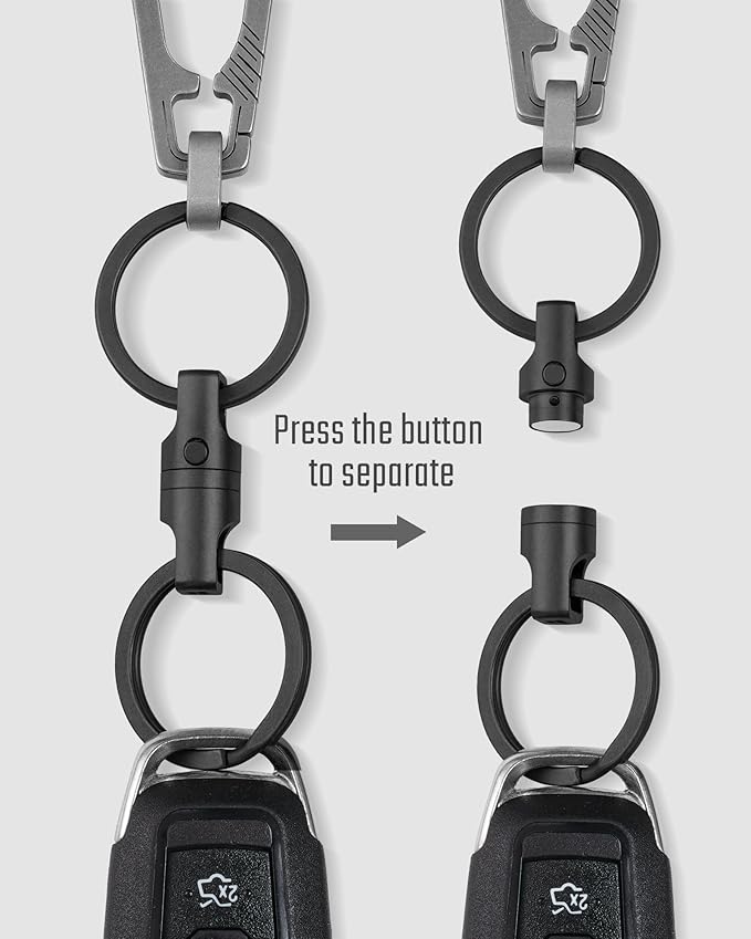 KeyUnity KA45 Titanium Quick Release Keychain, Magnetic Keychain For Car Keys-360 ° Rotatable
