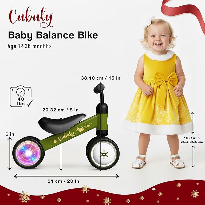 Baby Balance Bike for 1-3 Year – First Birthday Boy Girl Gifts 12-36 Month Mini Bike|Colorful Lighting Wheels|Ride on Toys |Toddler Balance Bike 1-3 Indoor/Outdoor Bike