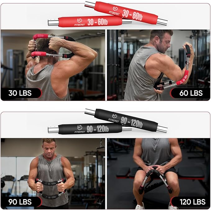FitBeast Twister Arm Trainer, 4 Progressive Resistance Levels (30-120 lbs), 4-Spring Adjustable Arm & Chest Workout Equipment, Upper Body Strength Training Equipment for Home Gym