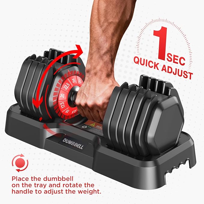 Adjustable Dumbbells Set of 2, Durable Weights Dumbbells Set, 10 in 1/15 in1 Weights Set with Anti-Slip Grip, Fast Adjust Gym Equipment Space Saving for Home Strength Training